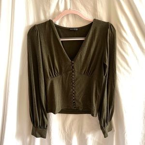 Green Long Sleeve, Button Down Top
